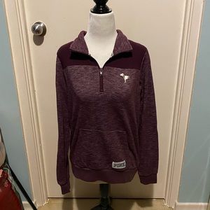 PINK VICTORIA SECRET BURGUNDY 1/4 ZIP PULLOVER SWEATER